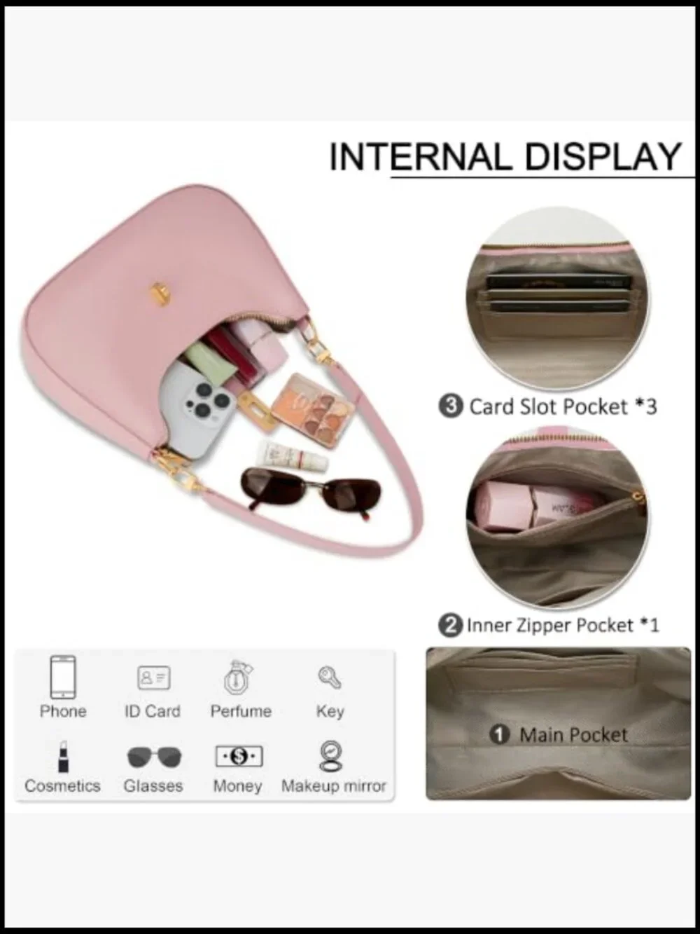 Cute Hobo Handbag Vegan Leather Retro Small Clutch Purse with Zipper